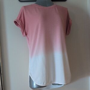 Cupio Pink and White Gradient Short Sleeve Tee